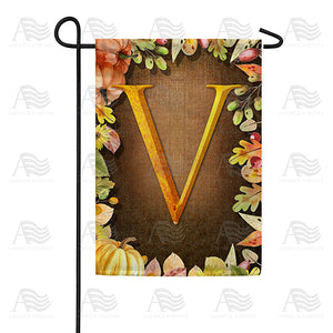 Pumpkins & Leaves Monogram Double Sided Garden Flag