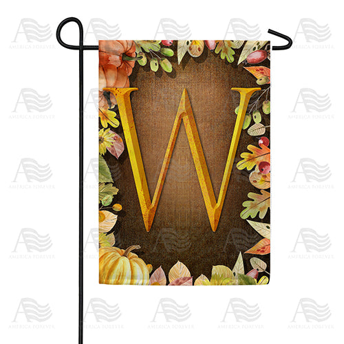 Pumpkins & Leaves Monogram Double Sided Garden Flag