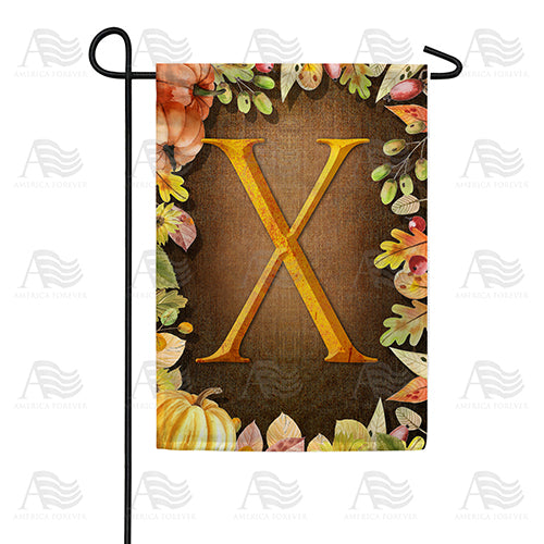 Pumpkins & Leaves Monogram Double Sided Garden Flag