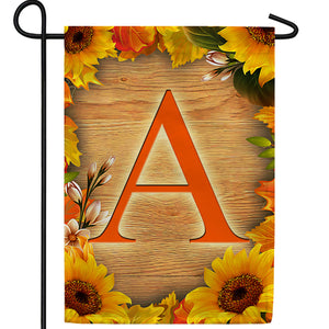 Autumn Sunflowers Monogram Double Sided Garden Flag