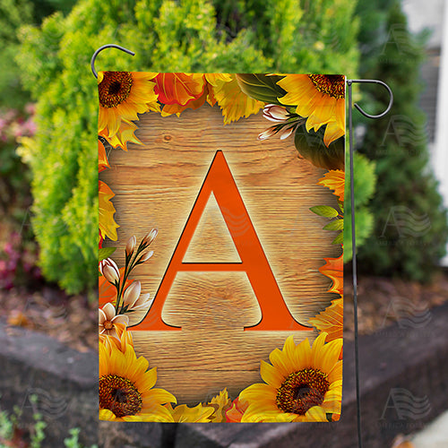 Autumn Sunflowers Monogram Double Sided Garden Flag