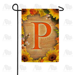 Autumn Sunflowers Monogram Double Sided Garden Flag
