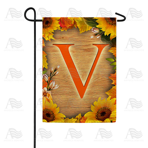 Autumn Sunflowers Monogram Double Sided Garden Flag