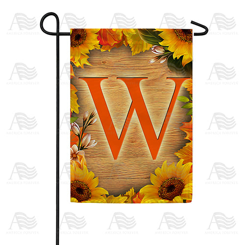 Autumn Sunflowers Monogram Double Sided Garden Flag