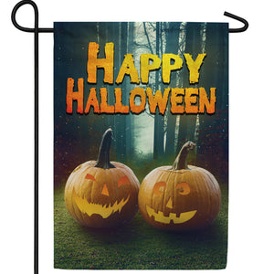 Pumpkins In Woods Double Sided Garden Flag