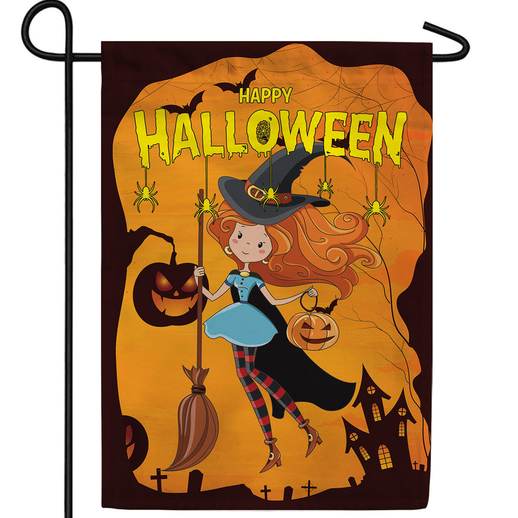 Frannie The Friendly Witch Double Sided Garden Flag
