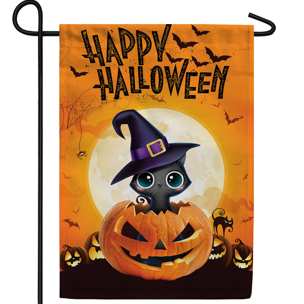 Kitty In Pumpkin Double Sided Garden Flag