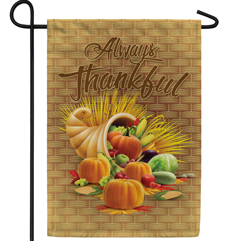 Always Thankful-Basket Weave Double Sided Garden Flag