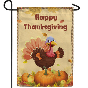 Comical Thanksgiving Turkey Double Sided Garden Flag