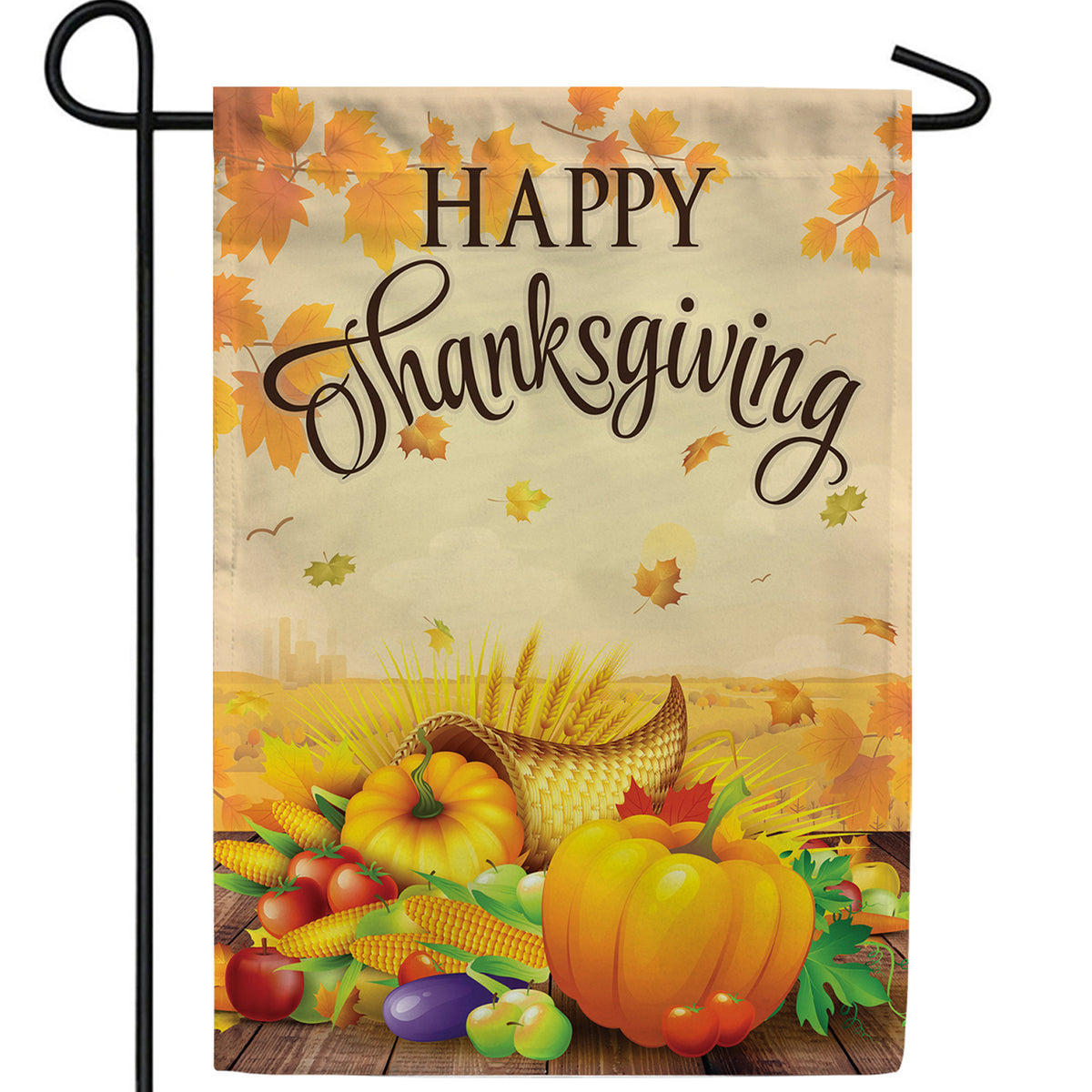 Sunny Thanksgiving Greeting Double Sided Garden Flag