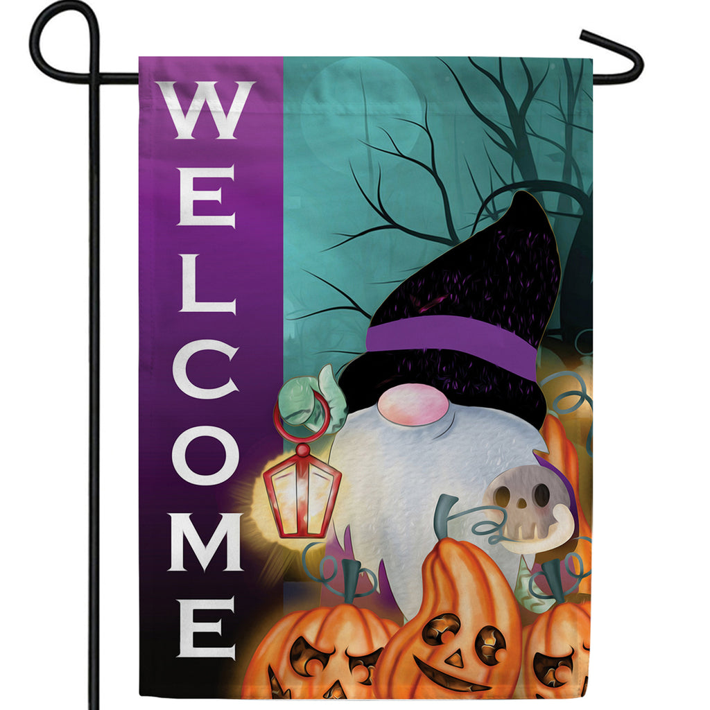 Gnome On Haunted Trail Double Sided Garden Flag