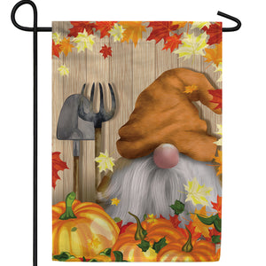 Gnome's Pumpkin Harvest Double Sided Garden Flag