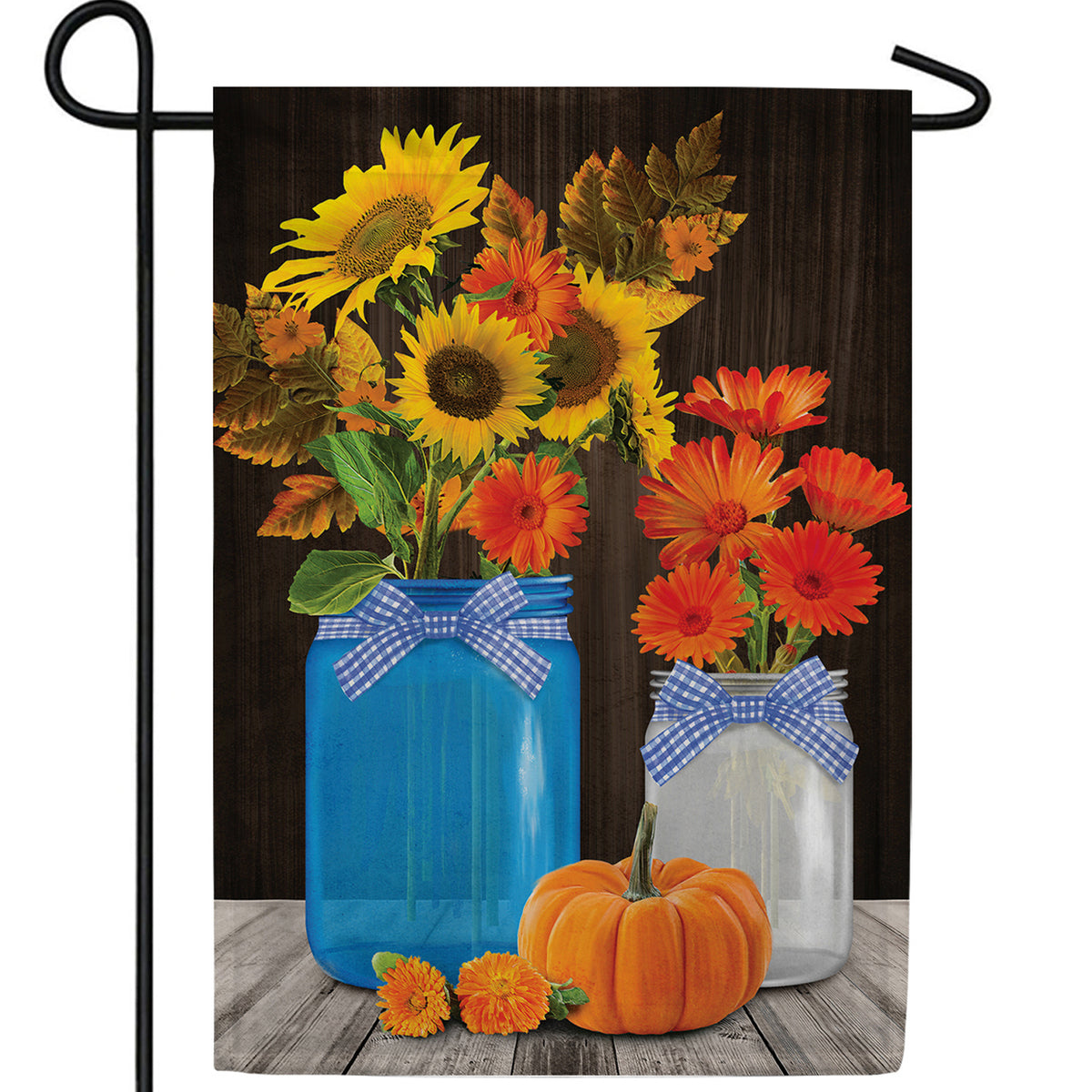 Fall Flowers In Canning Jars Double Sided Garden Flag