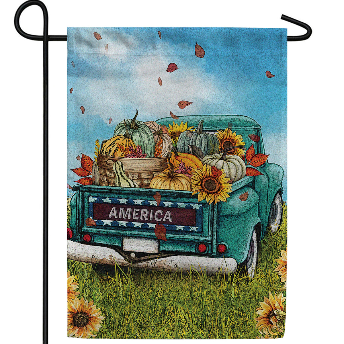 Truck Bed Of Fall Harvest Double Sided Garden Flag