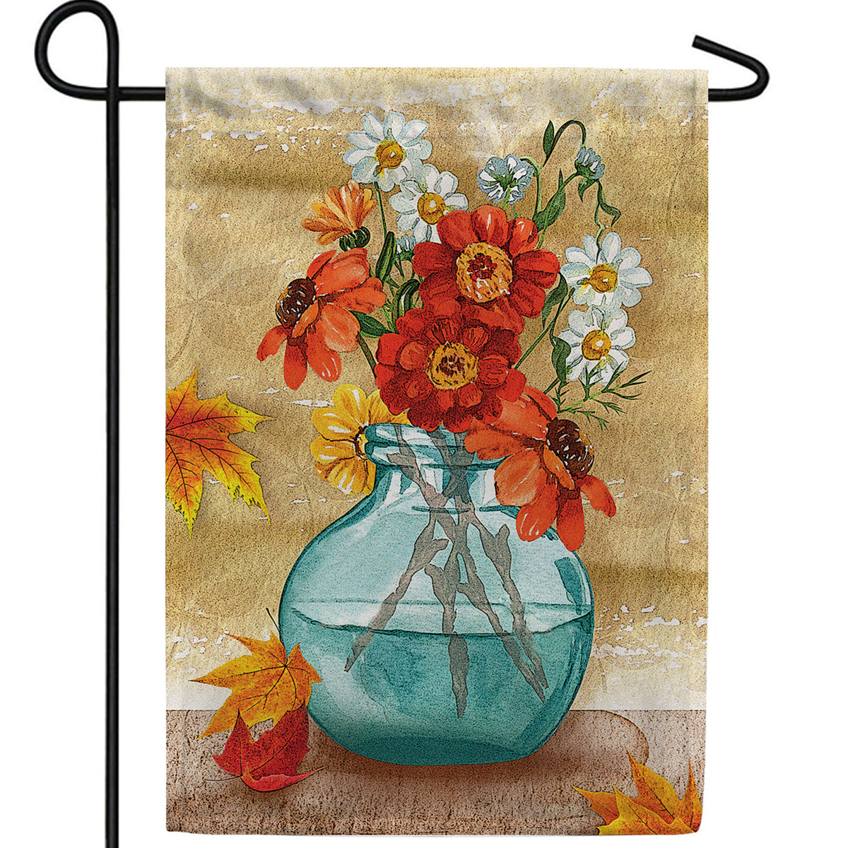 Fall Flowers Painting Double Sided Garden Flag