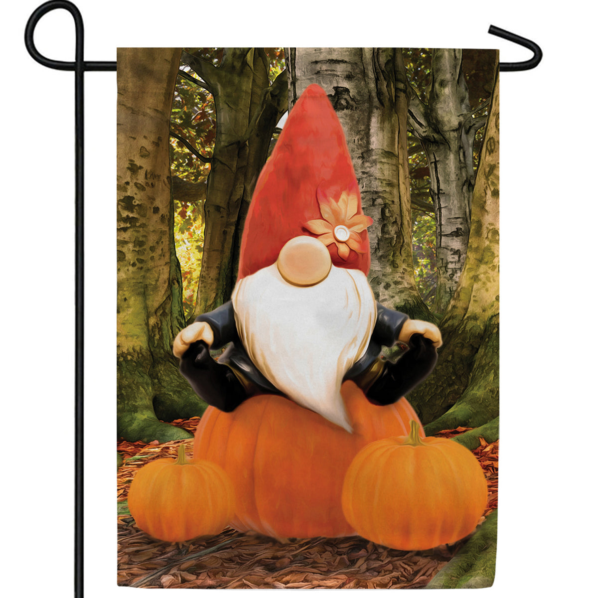 Pumpkin Fun Gnome Double Sided Garden Flag