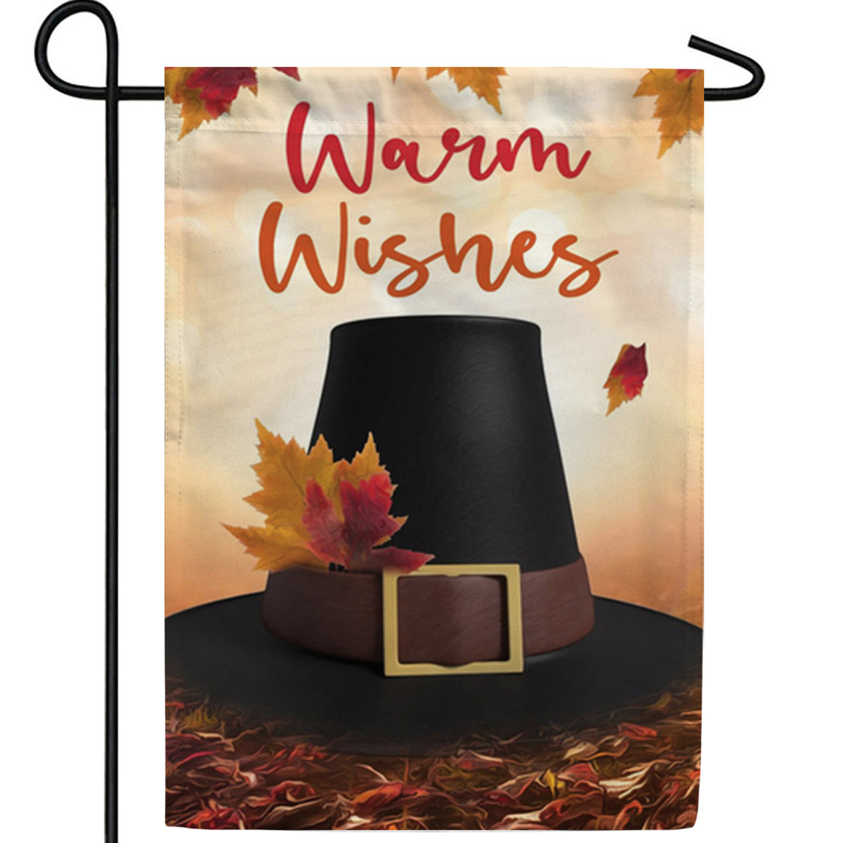 Pilgrim Hat In Leaves Double Sided Garden Flag