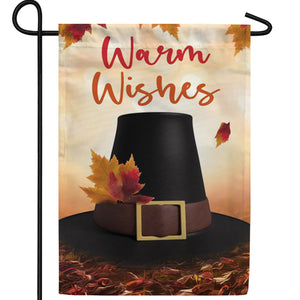 Pilgrim Hat In Leaves Double Sided Garden Flag
