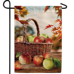Wicker Basket Of Apples Double Sided Garden Flag