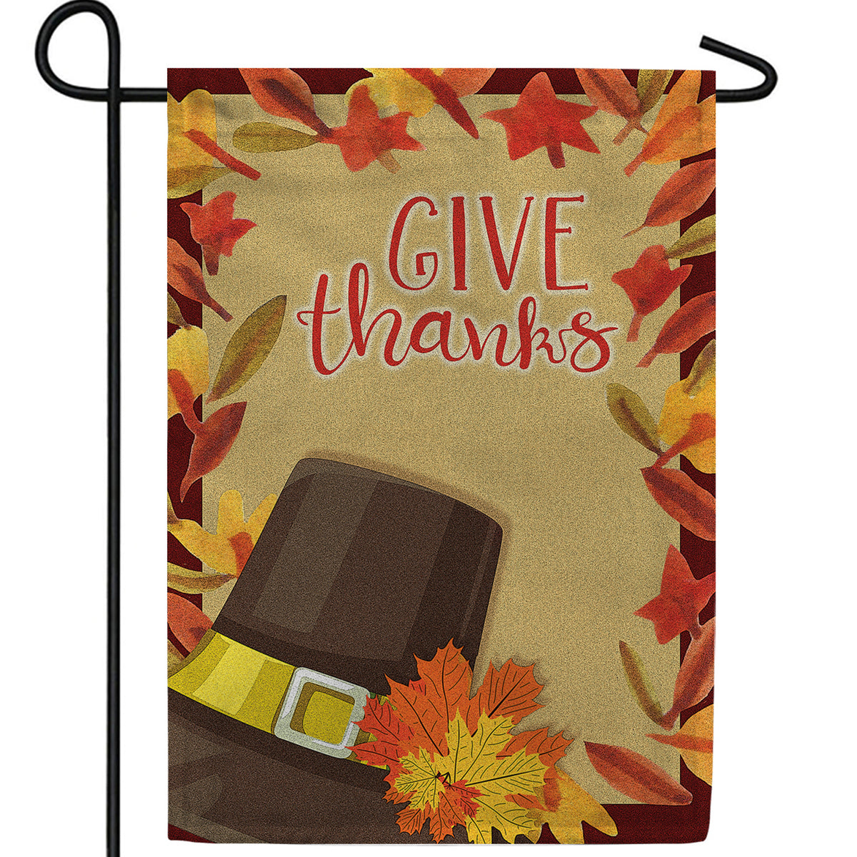 Give Thanks Leaf Border Double Sided Garden Flag