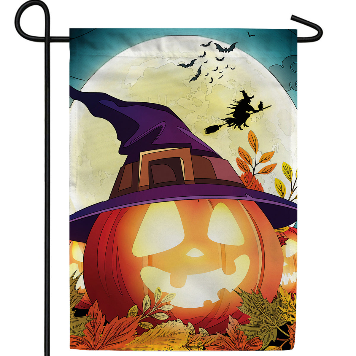 Pumpkin Moon Glow Double Sided Garden Flag