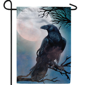 Raven In Moonlight Double Sided Garden Flag