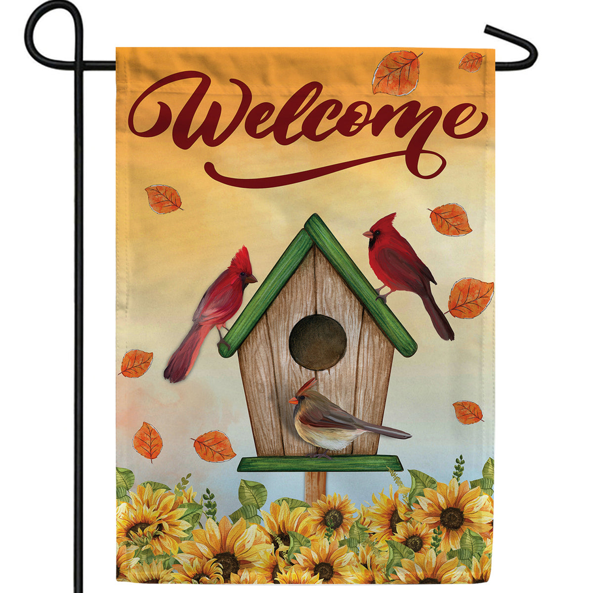 Fall Cardinal Family Double Sided Garden Flag