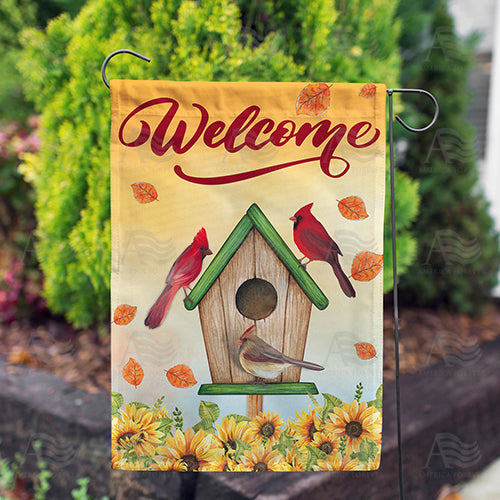 Fall Cardinal Family Double Sided Garden Flag
