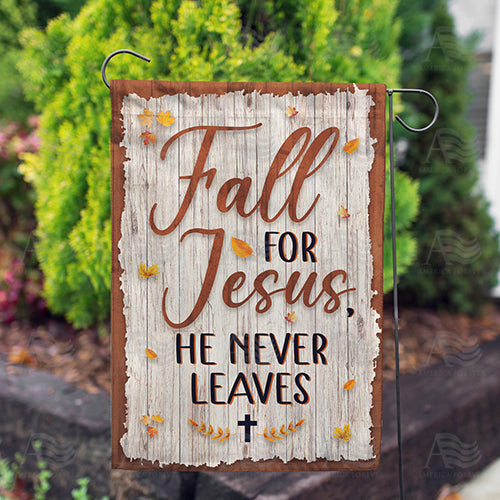 Fall For Jesus Wooden Plaque Double Sided Garden Flag