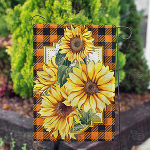 Sunflower Plaid Double Sided Garden Flag
