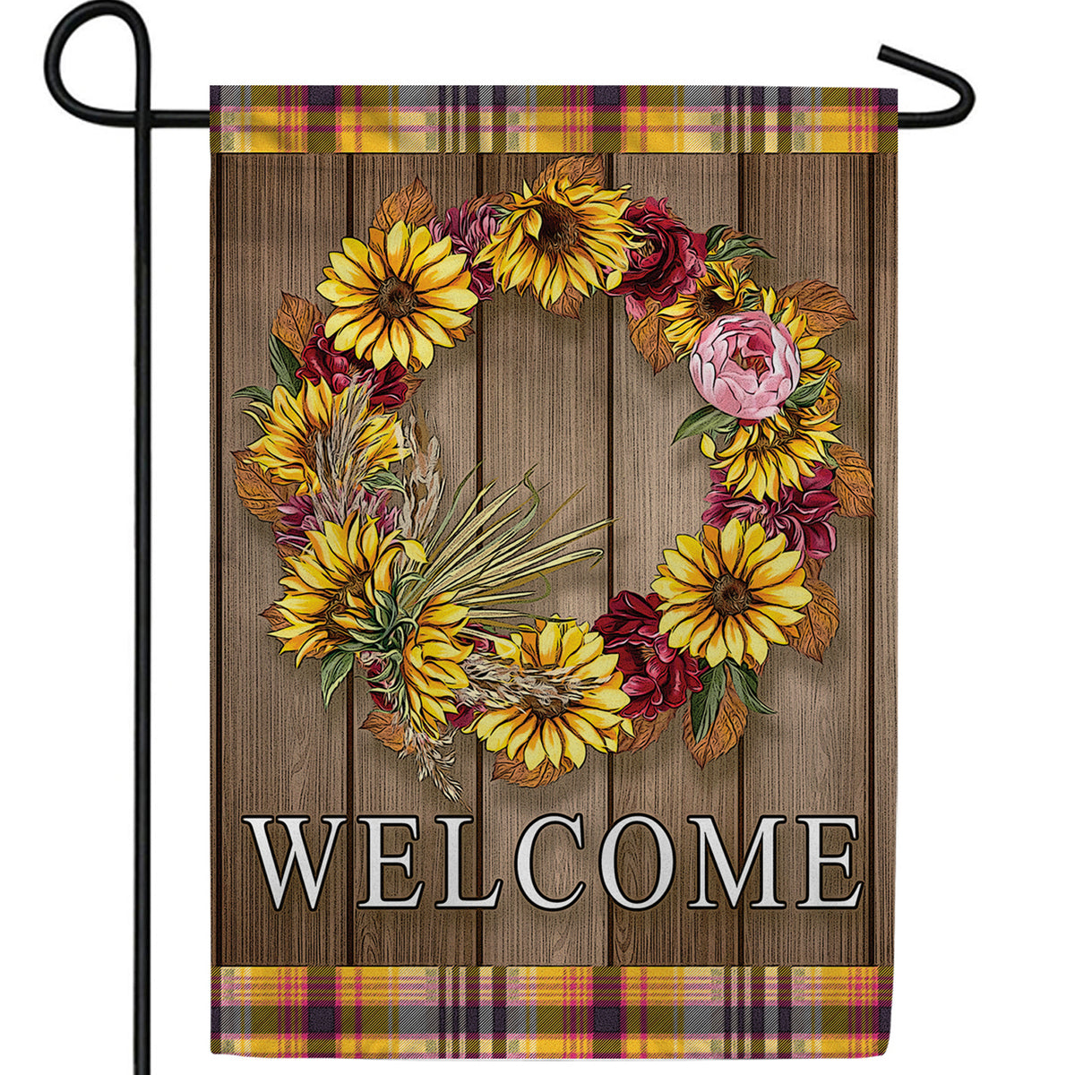 Fall Welcome Wreath Double Sided Garden Flag