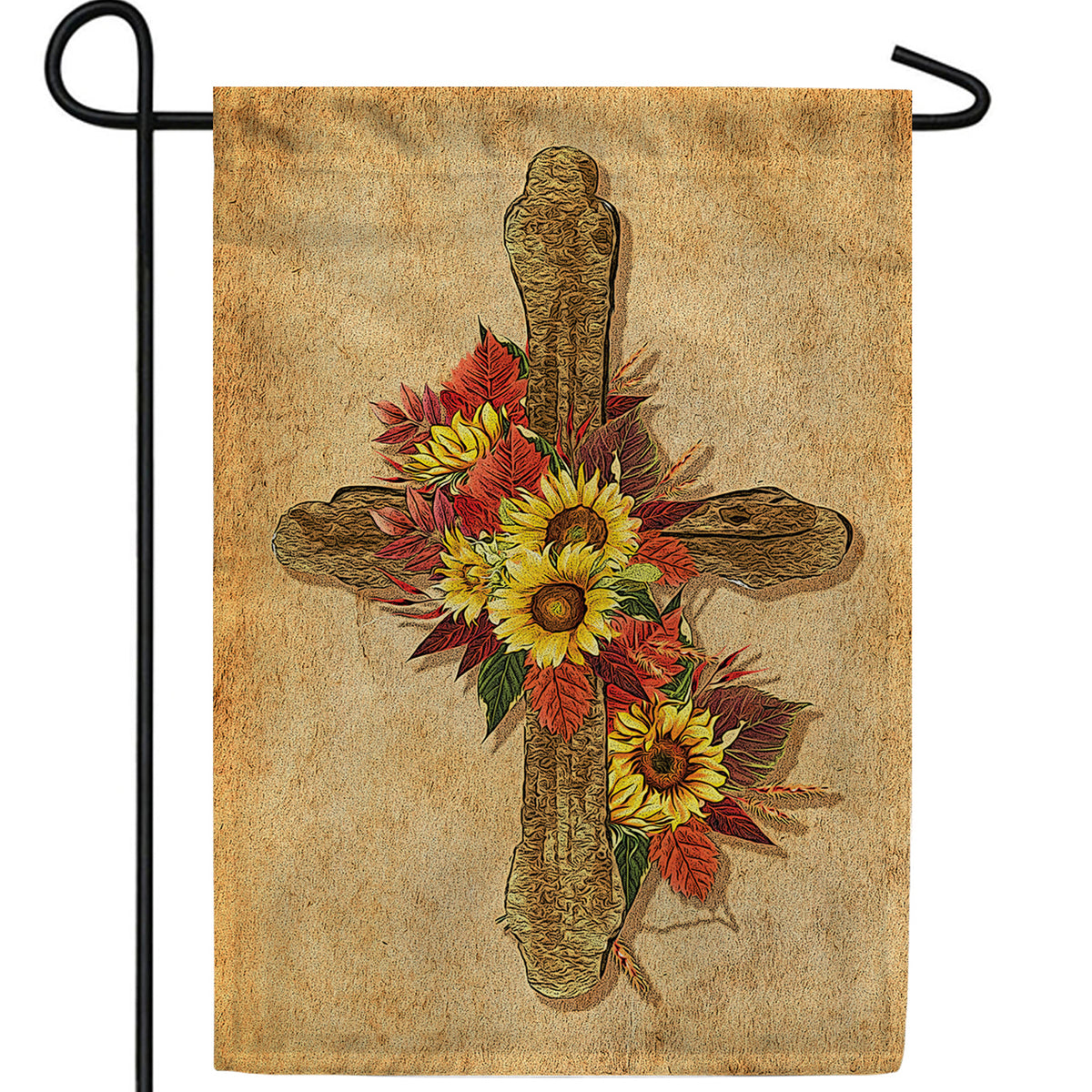 Wooden Fall Cross Double Sided Garden Flag