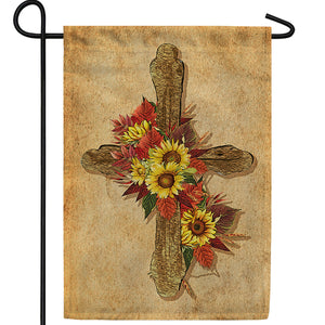 Wooden Fall Cross Double Sided Garden Flag