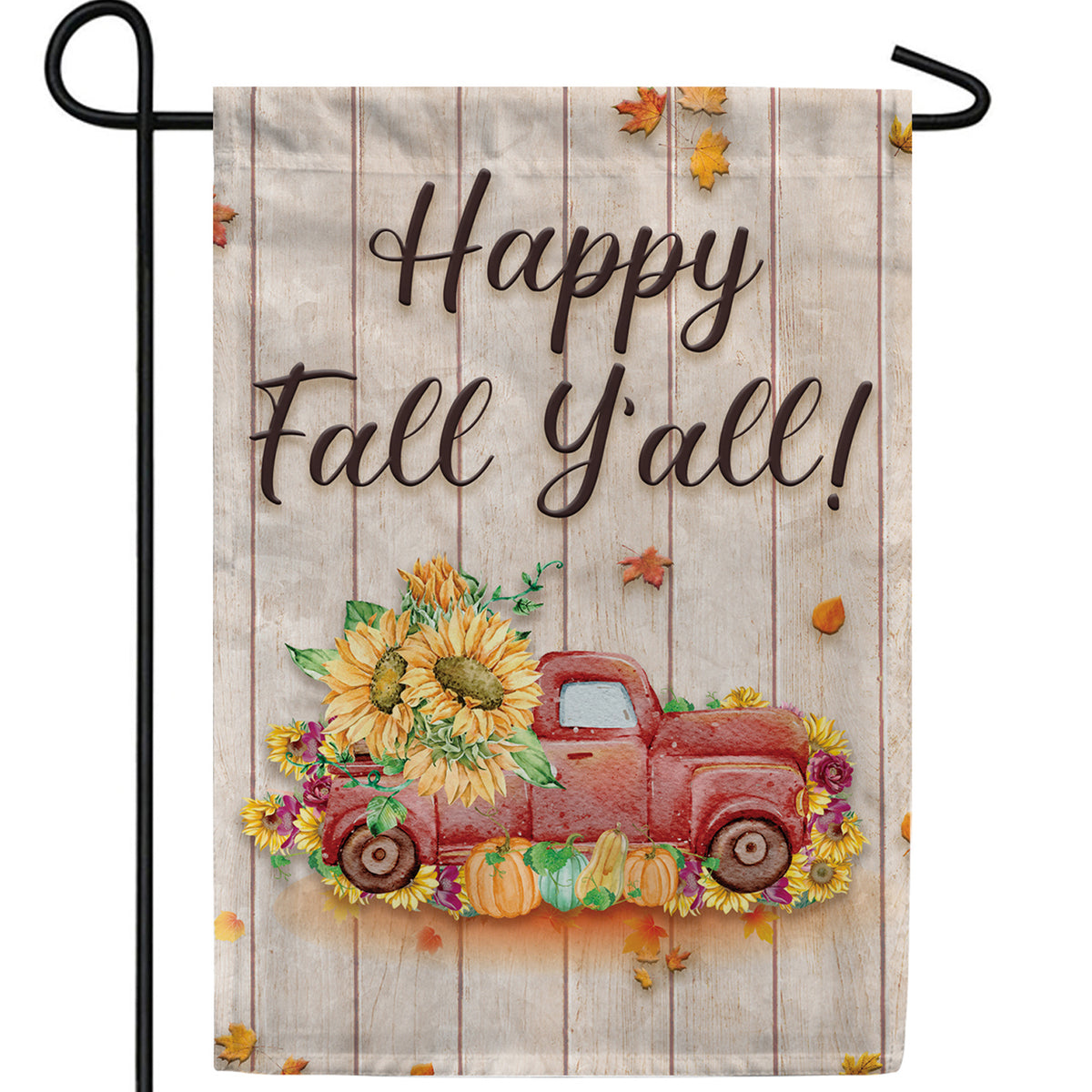 Fall Y'all Red Truck Double Sided Garden Flag