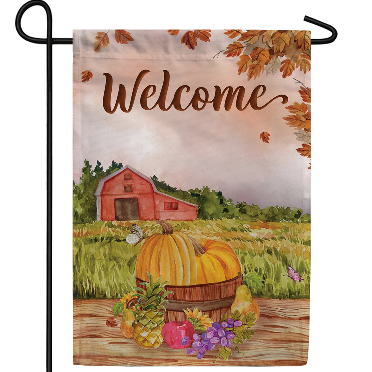 Fall Farm Painting Double Sided Garden Flag
