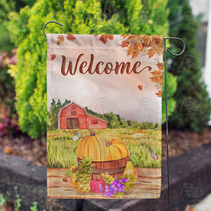 Fall Farm Painting Double Sided Garden Flag