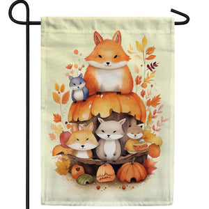 Cute Fall Critters Double Sided Garden Flag