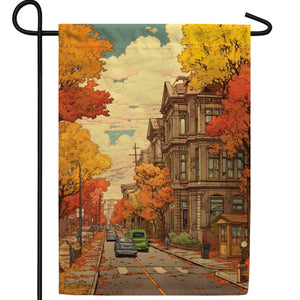 Autumn In A Small Town Double Sided Garden Flag