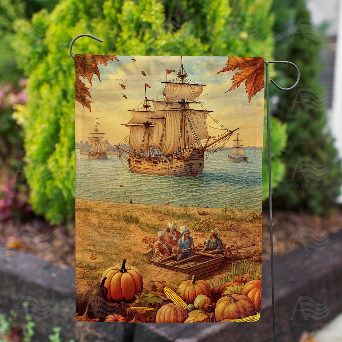 Pilgrim Arrival Double Sided Garden Flag