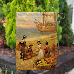 Thanksgiving Vegetable Market Double Sided Garden Flag