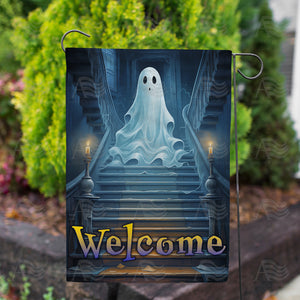 Welcome To The Haunted House Double Sided Garden Flag