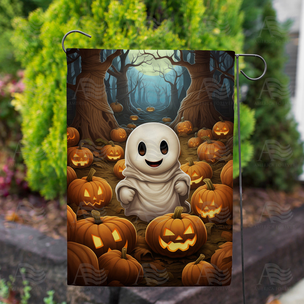 Little Happy Ghost Double Sided Garden Flag