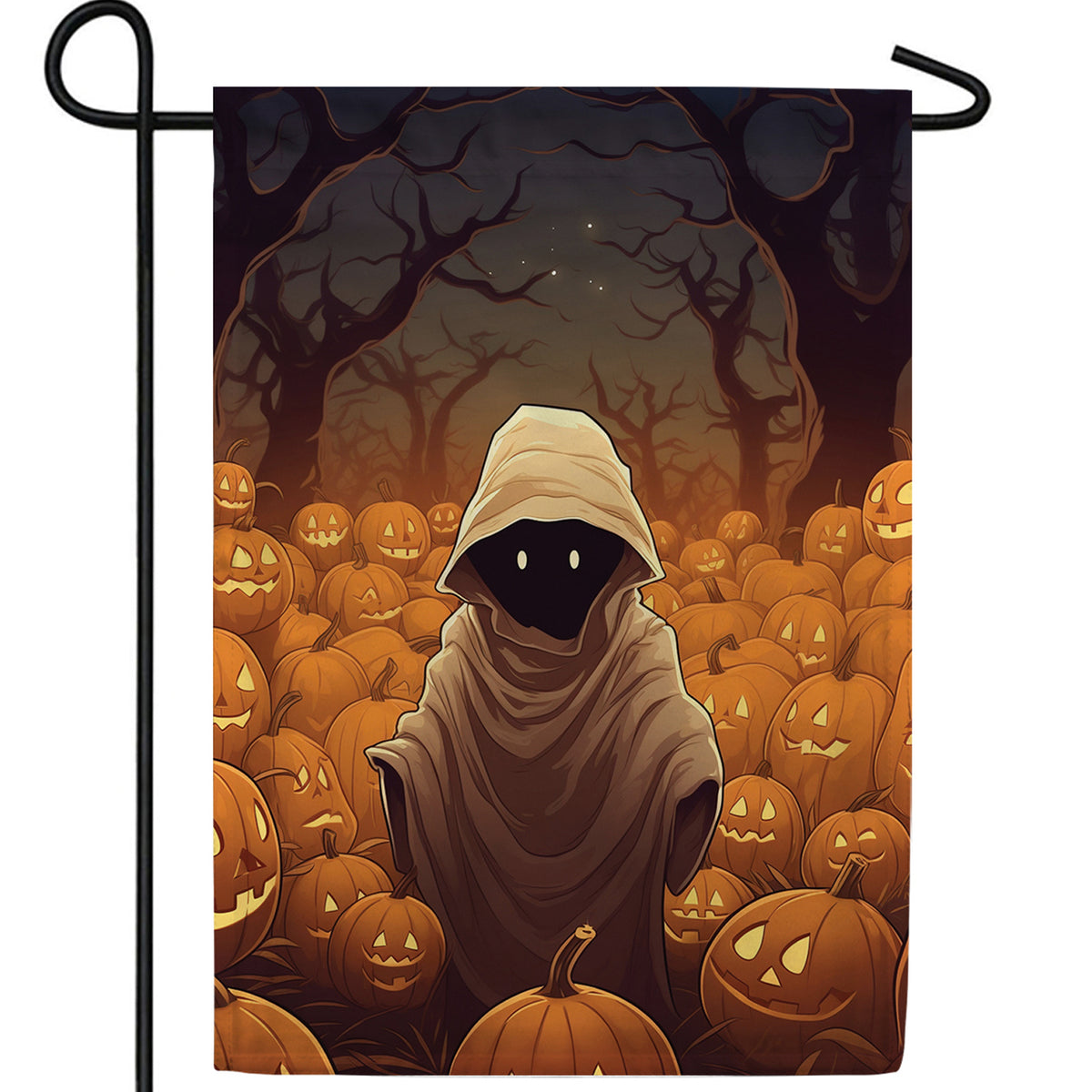 Evil Pumpkin Farmer Double Sided Garden Flag