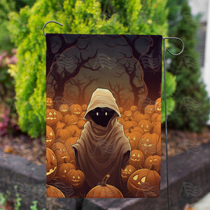 Evil Pumpkin Farmer Double Sided Garden Flag