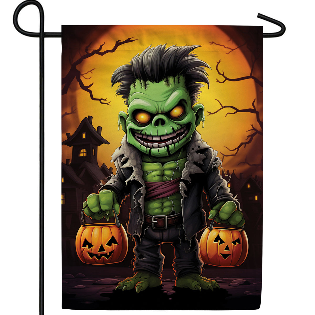 Little Frankie Goes Trick Or Treating Double Sided Garden Flag