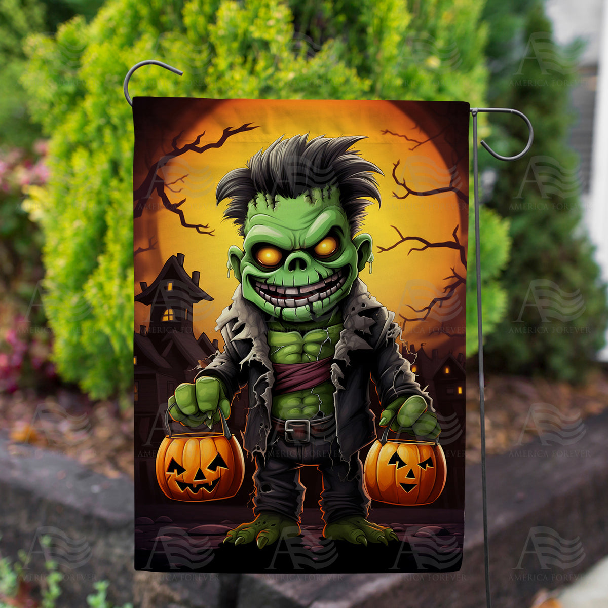 Little Frankie Goes Trick Or Treating Double Sided Garden Flag