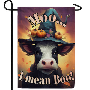 Moo... I Mean Boo! Double Sided Garden Flag