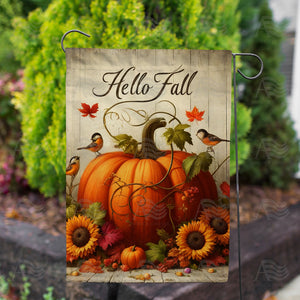 Autumn Pumpkin Welcome Double Sided Garden Flag
