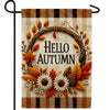 Gingham Autumn Greeting Double Sided Garden Flag