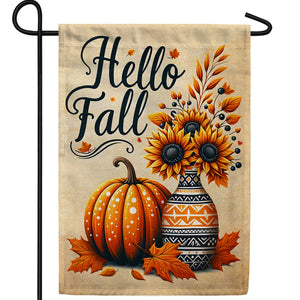 Sunflower Pumpkin Vase Double Sided Garden Flag